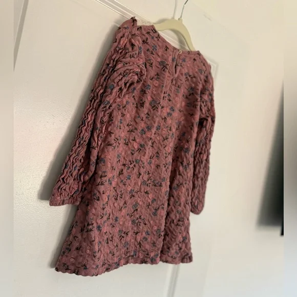 ZARA Mauve Cottage Core Long Sleeve Floral Dress Shirt 5-6 years - Picture 5 of 5